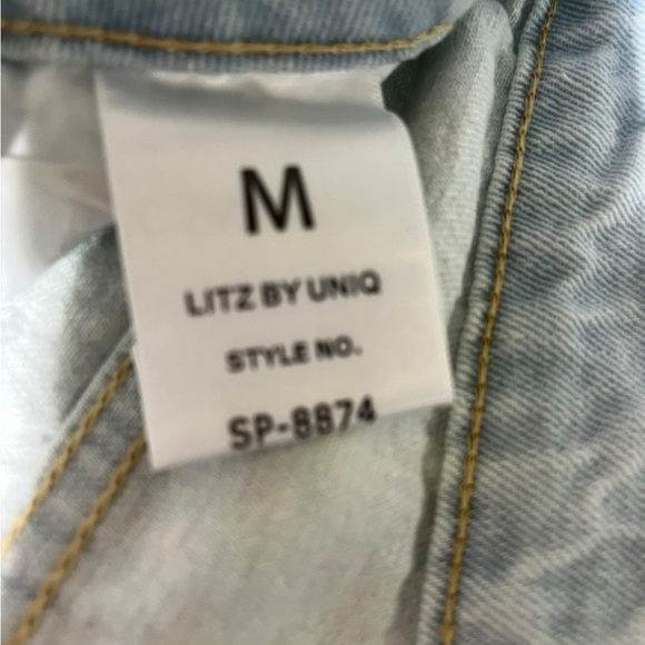 254-Litz By Uniq light denim distressed cutoff shorts with sequins. Medi… - Picture 4 of 5